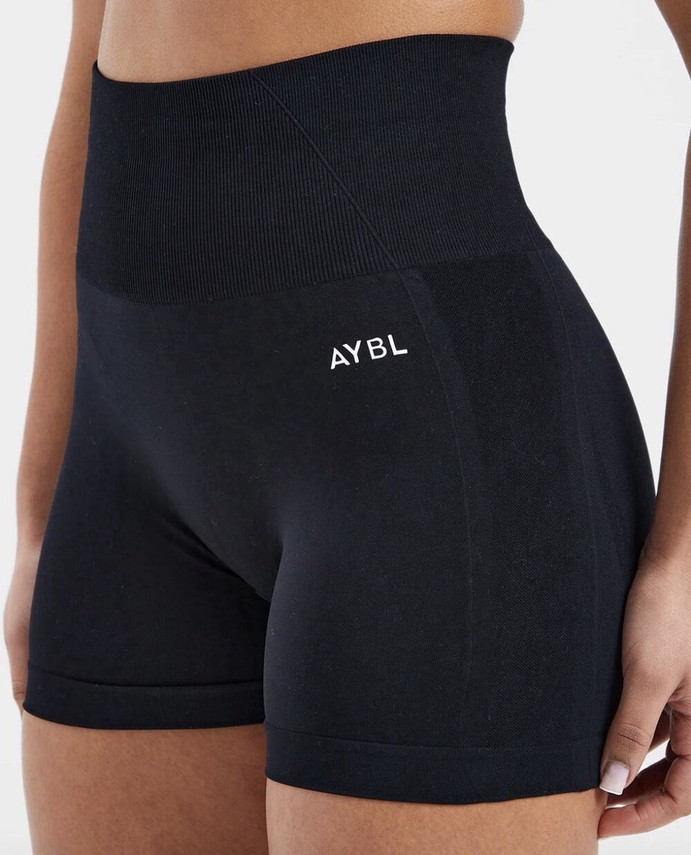 AYBL Balance V2 Seamless Shorts Black Womens Sz Large High Waisted Gym Yoga $34